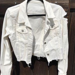 Distressed J Brand crop white jacket